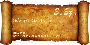Sápi Szilvia névjegykártya